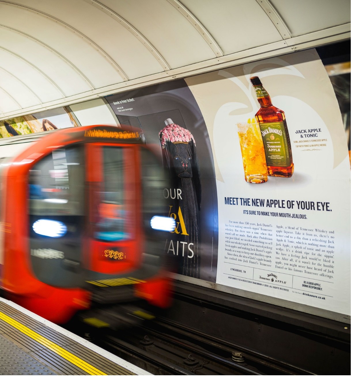 16 Sheet cross-track tube advertising on London Underground platform
