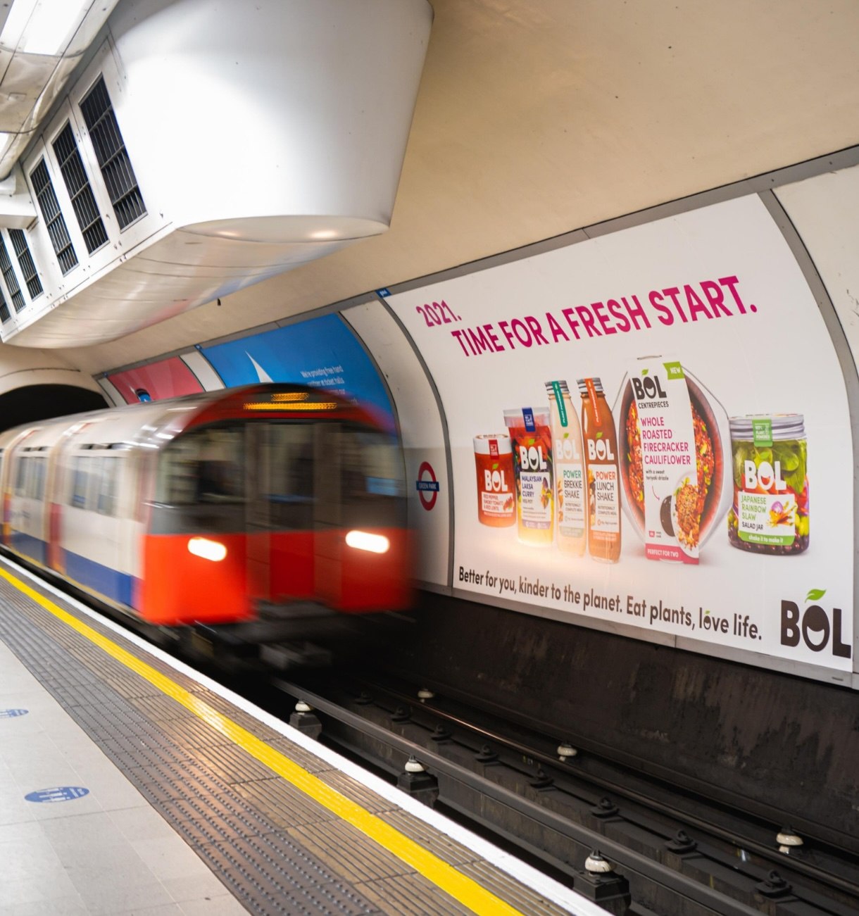 48 Sheet tube advertising poster on London Underground platform