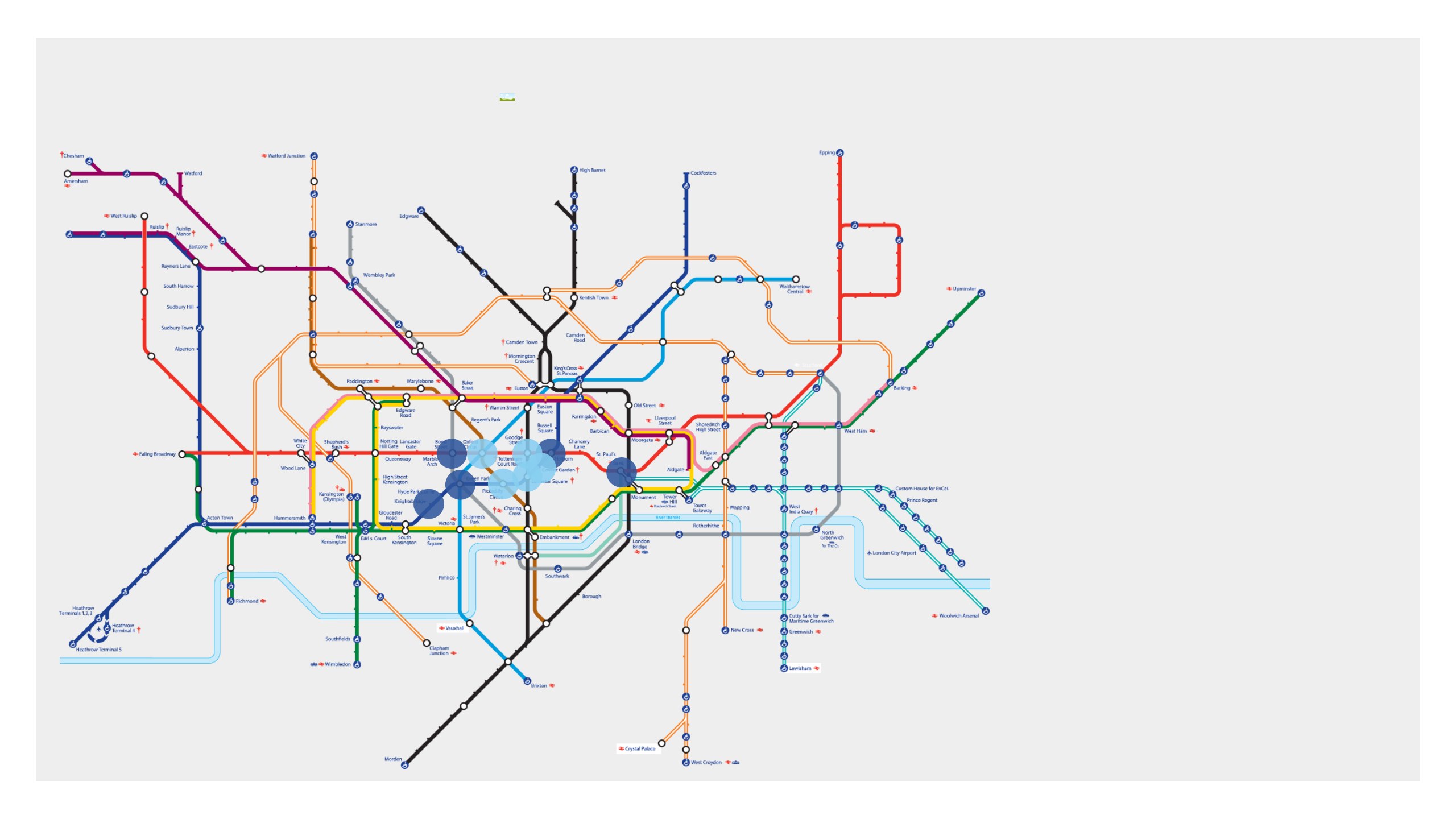 Platinum distribution map showing advertising positions concentrated in London Zone 1