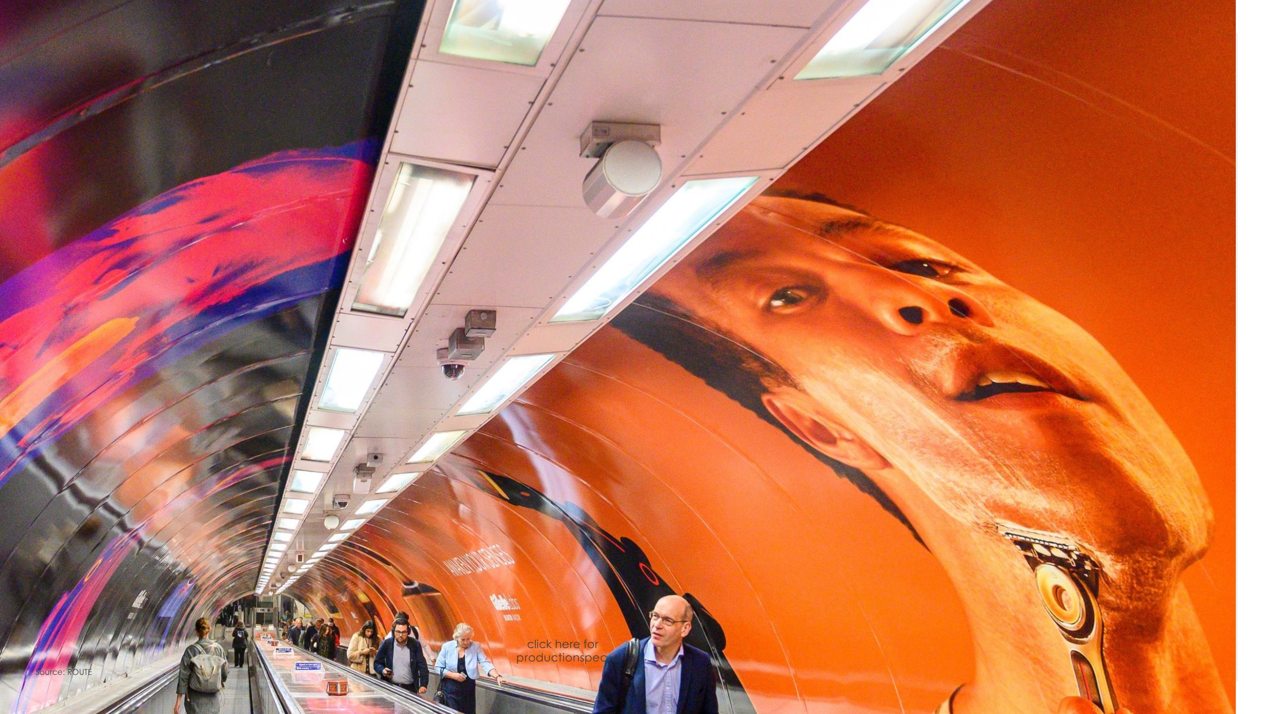 Tube poster advertising on London Underground platform - 48 sheet and 96 sheet underground billboard advertising